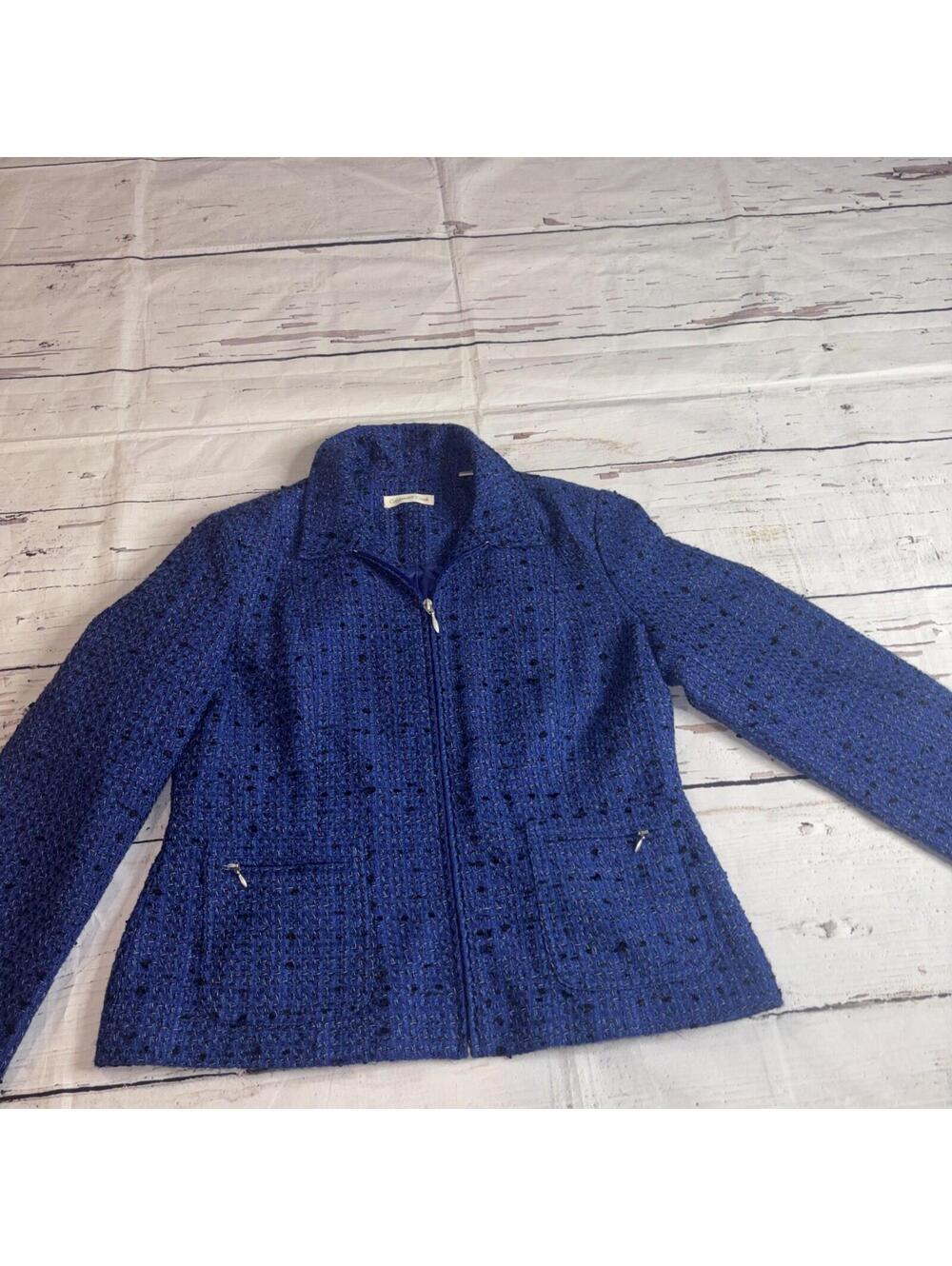 Coldwater Creek Black Blue Jacket Size 10P Acrylic & Polyester (A5)